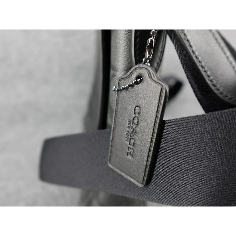 Coach Houston Map Bag Signature Canvas Mens Charcoal Black F73339 Messenger Bag
